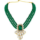Bliss Crystal Pearl Choker Necklace Set - Green
