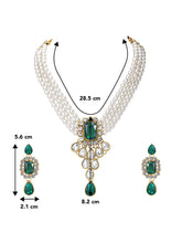 Green Bliss Crystal Pearl Choker Necklace Set