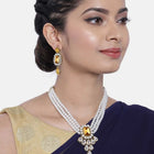 Bliss Crystal Pearl Choker Necklace Set - Champagne