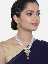 Bliss Crystal Pearl Choker Necklace Set - Champagne