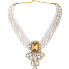 Bliss Crystal Pearl Choker Necklace Set - Champagne