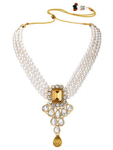 Bliss Crystal Pearl Choker Necklace Set - Champagne