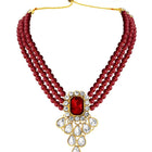 Bliss Crystal Pearl Choker Necklace Set - Maroon