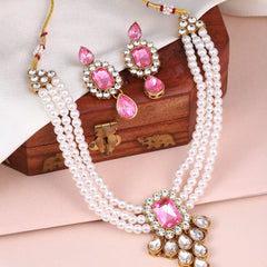 Crystal Pearl Choker Necklace Set