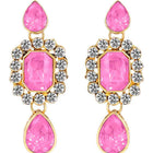 Crystal Pearl Choker Necklace Set. Pearl necklace with pink gemstones, with pair of earrings.