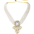 Bliss Crystal Pearl Choker Necklace Set - White