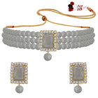 Chic & Timeless Pearl Choker Set - Grey