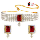 Chic & Timeless Pearl Choker Set - Maroon