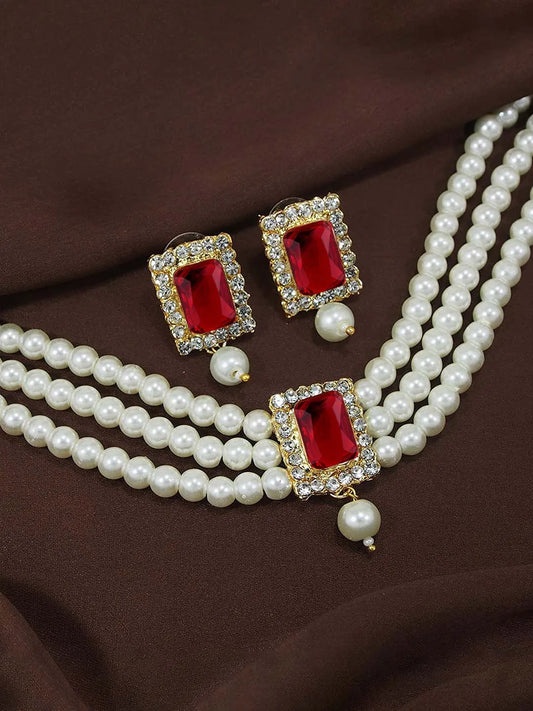 Pearl Choker Set by Peora | Elegant Pearl Fashion Jewellery


