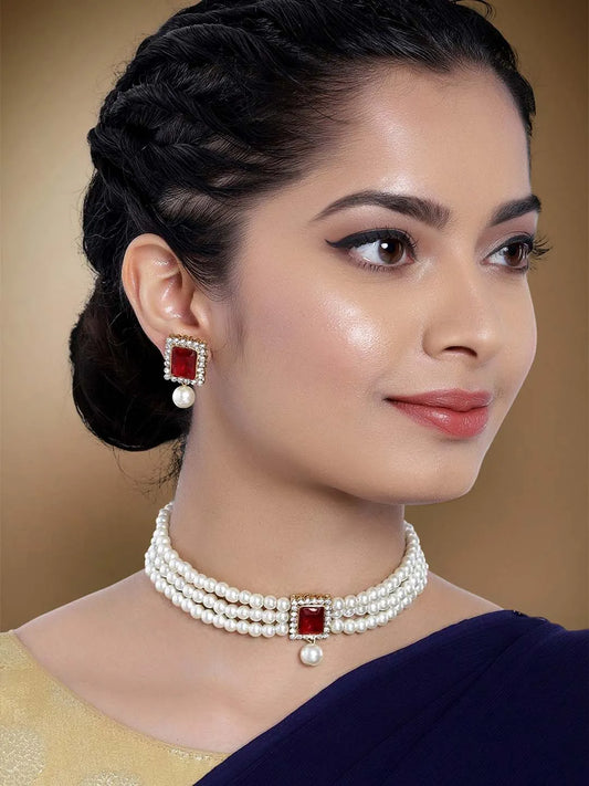 Pearl Choker Set by Peora | Elegant Pearl Fashion Jewellery

