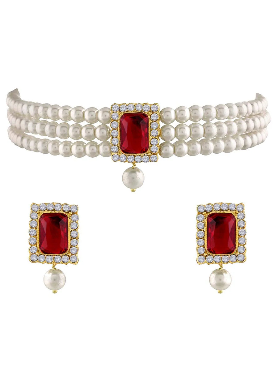 Pearl Choker Set by Peora | Elegant Pearl Fashion Jewellery

