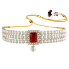Chic & Timeless Pearl Choker Set - Maroon