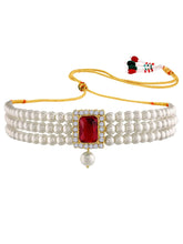 Chic & Timeless Pearl Choker Set - Maroon