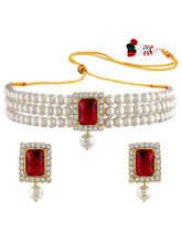 Chic & Timeless Pearl Choker Set - Maroon
