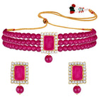Chic & Timeless Pearl Choker Set - Rani Pink