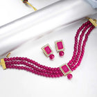 Chic & Timeless Pearl Choker Set - Rani Pink