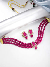 Chic & Timeless Pearl Choker Set - Rani Pink