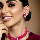 Chic & Timeless Pearl Choker Set - Rani Pink