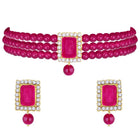 Chic & Timeless Pearl Choker Set - Rani Pink