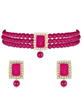 Chic & Timeless Pearl Choker Set - Rani Pink