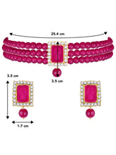 Chic & Timeless Pearl Choker Set - Rani Pink