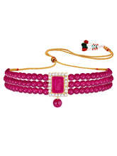 Chic & Timeless Pearl Choker Set - Rani Pink