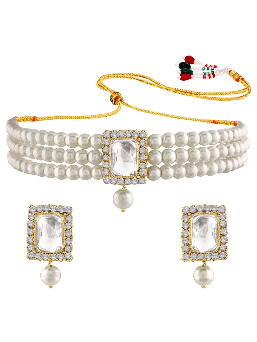 Chic & Timeless Pearl Choker Set - White