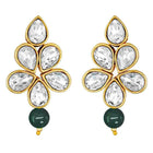 Floral Glow Ethnic Necklace Set. Black beaded necklace with gold and white Kundan floral motifs.