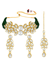 Gorgeous Greens Crystal Pearl Choker Maangtikka Set