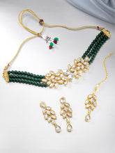 Gorgeous Greens Crystal Pearl Choker Maangtikka Set