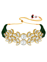 Gorgeous Greens Crystal Pearl Choker Maangtikka Set