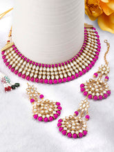 Fuchsia Affair Kundan Pearl Choker Maangtikka Set