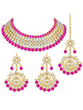 Fuchsia Affair Kundan Pearl Choker Maangtikka Set