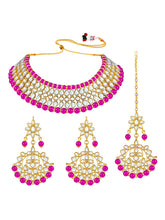 Fuchsia Affair Kundan Pearl Choker Maangtikka Set