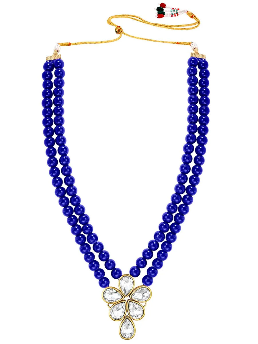 Ethnic Radiance Beaded Necklace Set - Blue