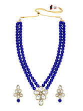 Ethnic Radiance Beaded Necklace Set - Blue