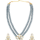 Ethnic Radiance Beaded Necklace Set - Dark Grey