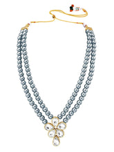 Ethnic Radiance Beaded Necklace Set - Dark Grey