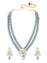 Ethnic Radiance Beaded Necklace Set - Dark Grey