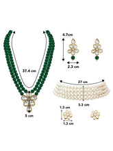Elegant Trendy Choker & Pearl Set  - Green White