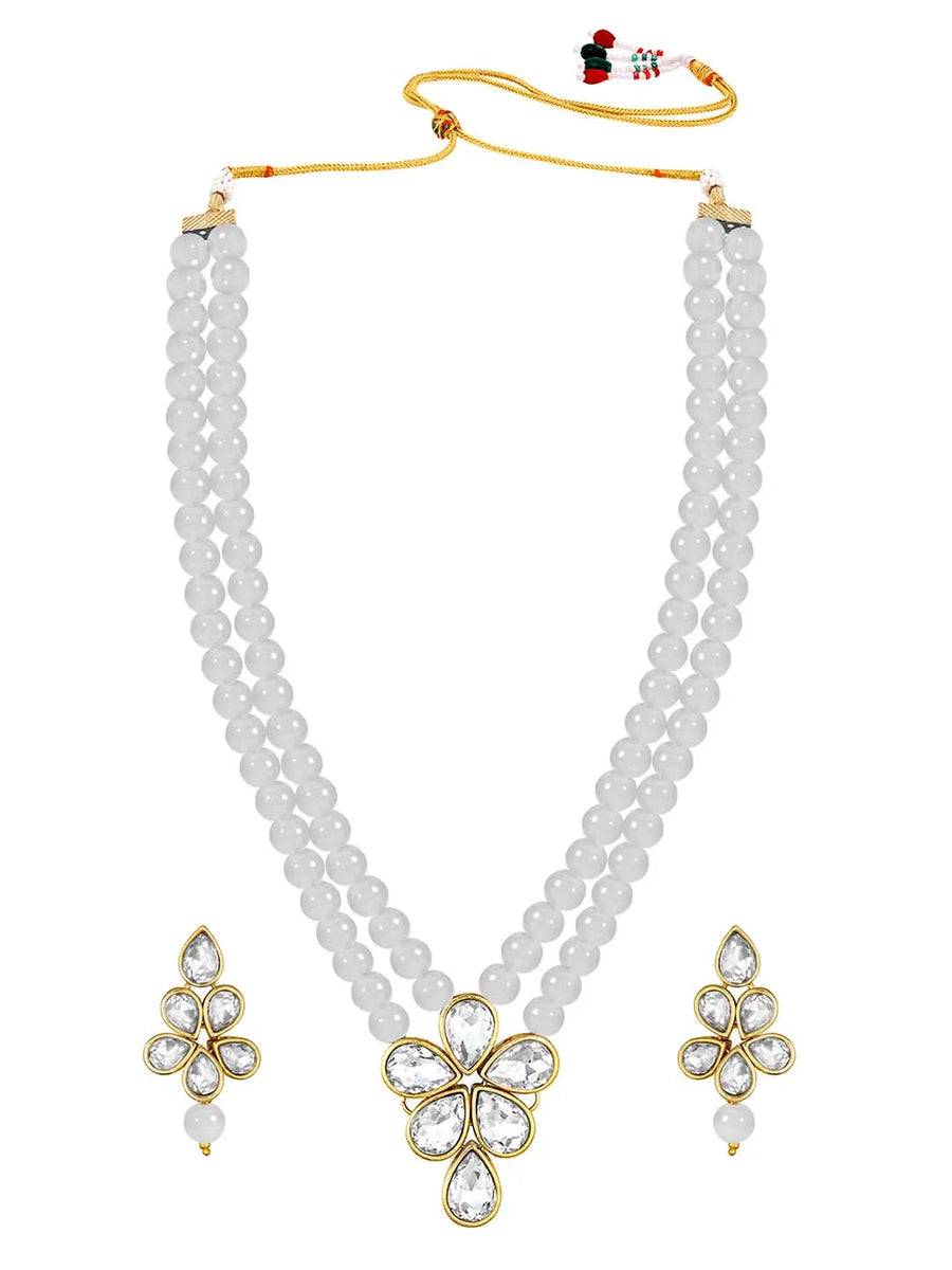 Charisma Trendy Pearl Necklace Set - Grey