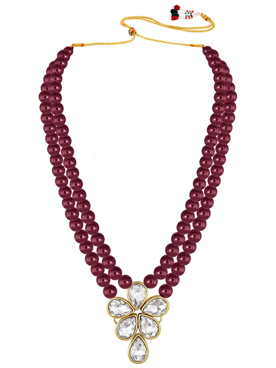 Ethnic Radiance Beaded Necklace Set - Maroon