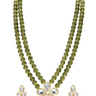 Peora Festive Green Kundan Floral Necklace Set