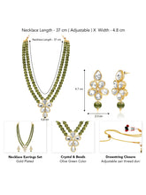 Peora Festive Green Kundan Floral Necklace Set