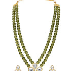 Peora Festive Green Kundan Floral Necklace Set