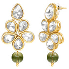 Peora Festive Green Kundan Floral Necklace Set