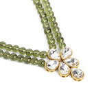 Peora Festive Green Kundan Floral Necklace Set