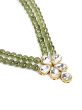 Peora Festive Green Kundan Floral Necklace Set