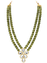 Peora Festive Green Kundan Floral Necklace Set