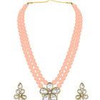 Ethnic Radiance Beaded Necklace Set - Peach
